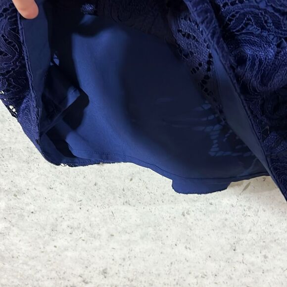 Trina Turk Lace Navy Elegant Dress Women’s Size 10 Medium Wedding Cocktail - Picture 5 of 8